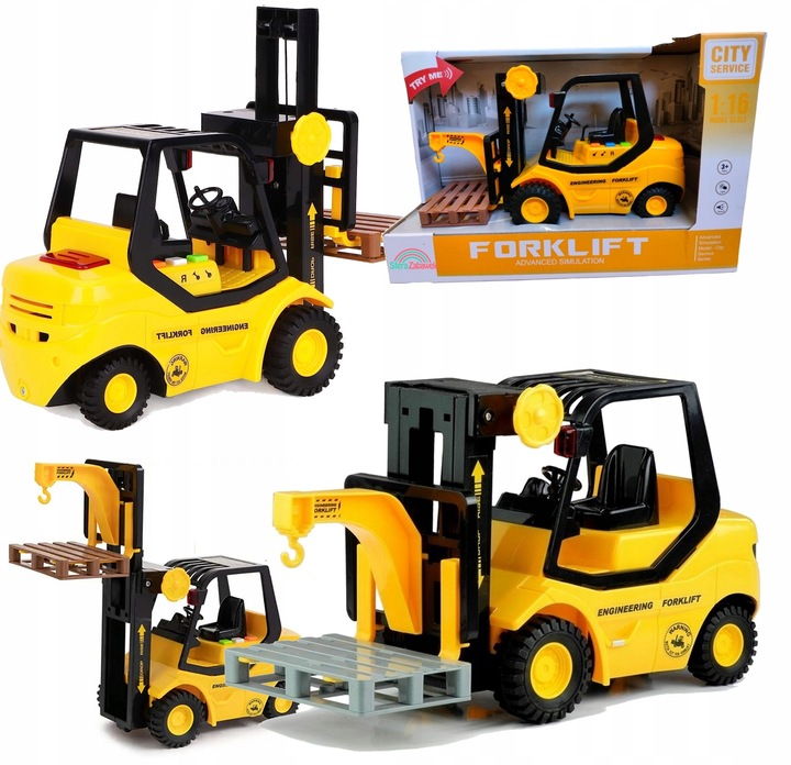 DUŻY WÓZEK WIDŁOWY Z NAPĘDEM Z PALETĄ DŻWIĘKI SZTAPLARKA WIDLAK GUMOWE KOŁA