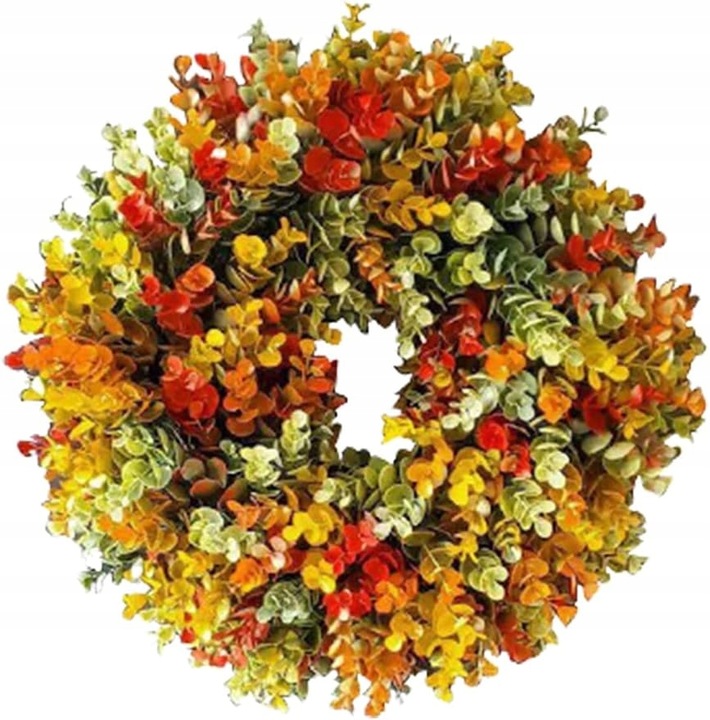 DEKORACJA JESIENNA WIANEK NA DRZWI Z LIŚĆMI I DYNIAMI 45 CM ŚWIĘTO