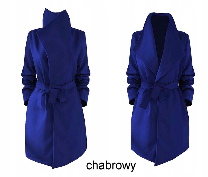 PŁASZCZ blogger KLASYCZNY klapy pasek CZERWONY