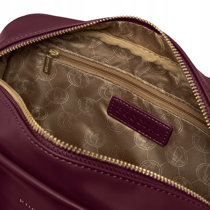 PUCCINI Torebka Damska Mała Kuferek Skóra Ekologiczna Bordowa BK2251019M-3B