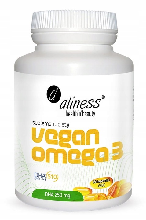 Aliness Vegan Omega 3 FORTE DHA 500 mg Z ALG WZROK UKŁAD NERWOWY 60kap