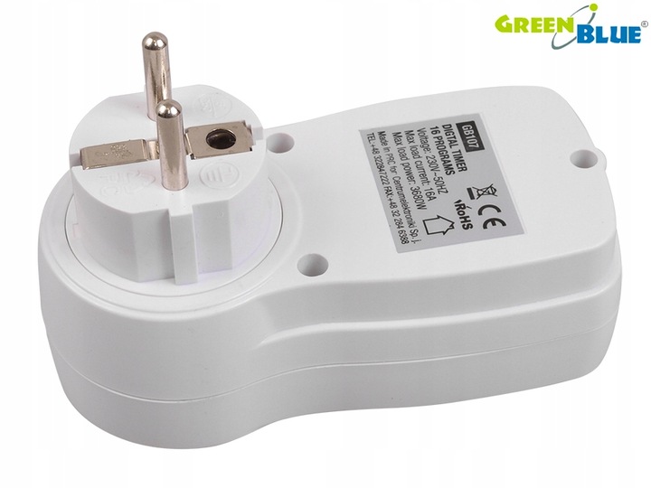 WYLACZNIK BOJLER PROGRAMATOR CZASOWY CYFROWY TIMER 3680W GreenBlue GB107