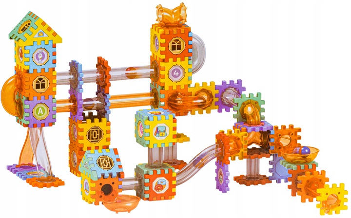 Klocki Wafle Konstrukcyjne Tor Kulkowy Kulodrom Dla Kulek Naklejki 226 Elem