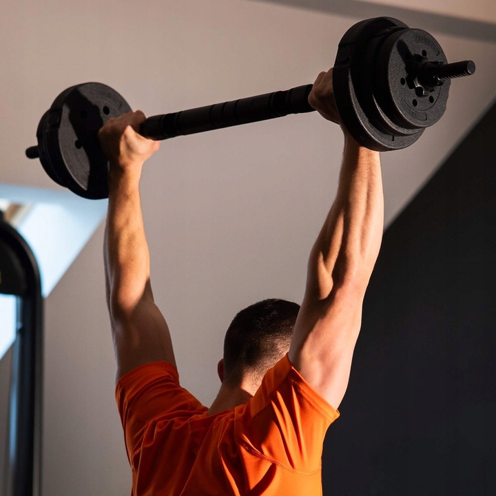 Hantle regulowane bitumiczne zestaw hantli ćwiczeń 2x15kg gryf+ kettle 30kg