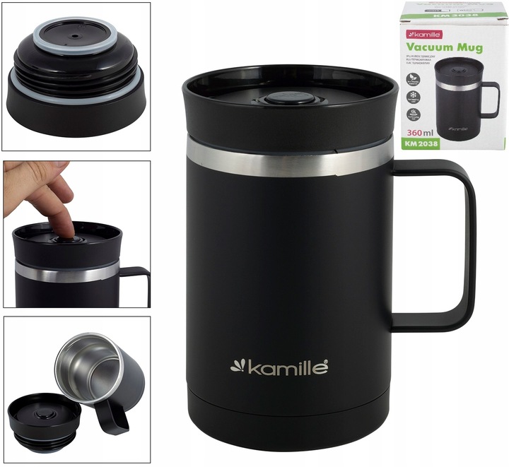 KUBEK TERMICZNY Z UCHWYTEM TERMOS KAWA 360 ml