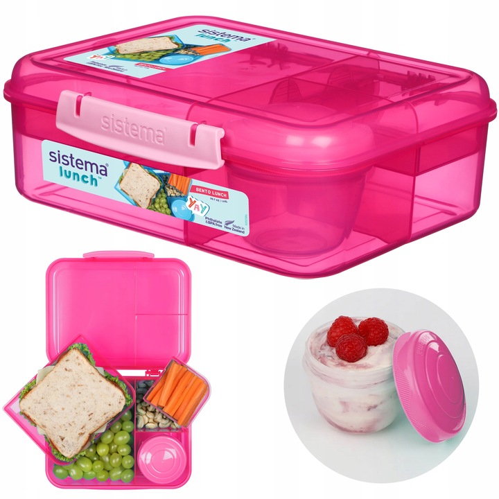 LUNCH BOX ŚNIADANIÓWKA SISTEMA POJEMNIK BOX BENTO 1650ml Z PRZEGRÓDKAMI SOS