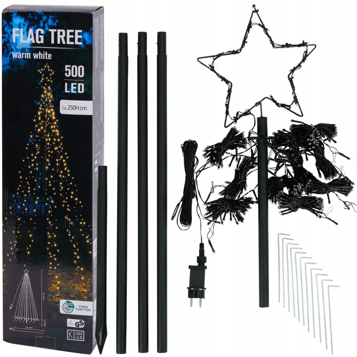CHOINKA METALOWA XL 250 cm 500 LED TIMER KEMA ZEWNĘTRZNA