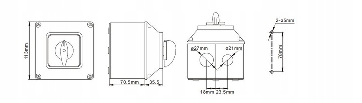 ŁĄCZNIK KRZYWKOWY 32A LEWO PRAWO W OBUDOWIE IP65