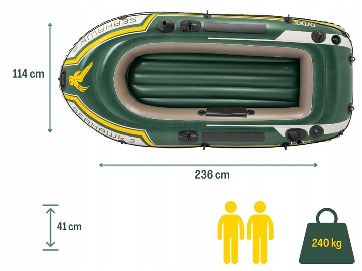 Ponton Wędkarski Seahawk 2os. Intex Pompka + Wiosła 68347 MODEL 2025