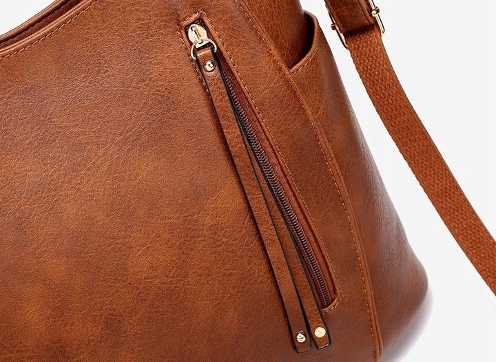 Torebka Duża BRĄZOWA Damska Pojemna Do pracy A4 Torba