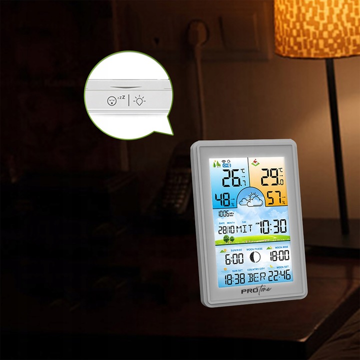 Stacja Pogodowa Pogody Higrometr Bezprzewodowa Termometr Czujnik Zegar Data