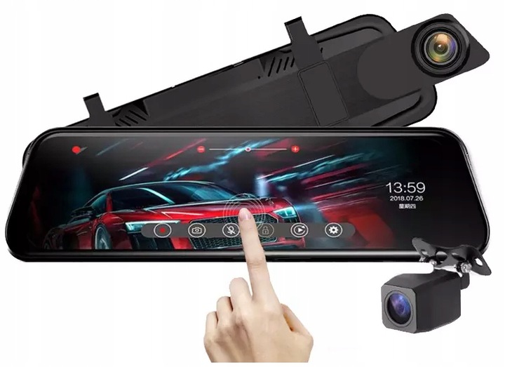 KAMERA DO SAMOCHODU 9,66 PRZÓD TYŁ REJESTRATOR JAZDY W LUSTERKU WIDEO 10