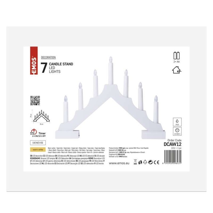 Świecznik adwentowy Drewniany upominek na święta 7 świec LED z timerem EMOS