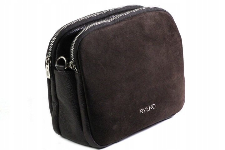Ryłko Mała brązowa torebka damska elegancka ładna z łączonych skór