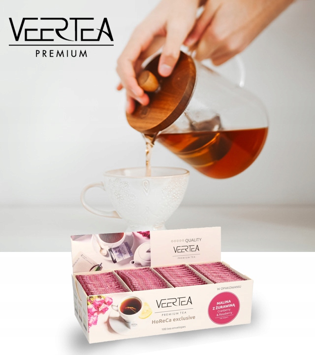 Herbata VEERTEA CRANBERRY & RASPBERRY 100 szt. | smak malina z żurawiną