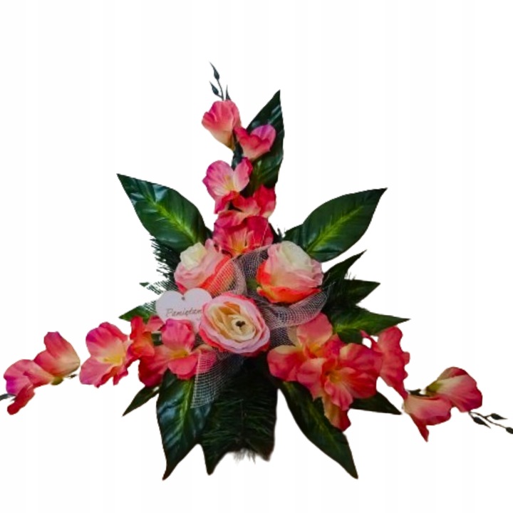 STROIKI NA CMENTARZ kompozycja stroik na grób kwiaty sztuczne w doniczce