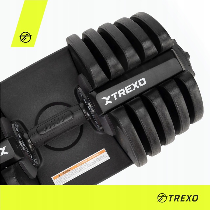 Hantel regulowany TREXO Stalowe TXO-B4W001 40 kg czarny 8 talerzy