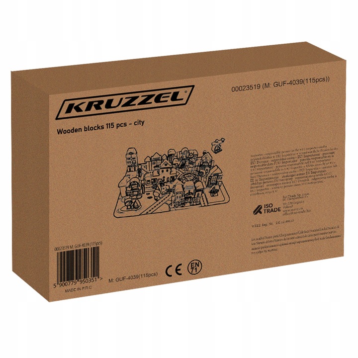 Klocki Miasto Drewniane Auta Zestaw + Puzzle Mata 115 Klocków Edukacyjne