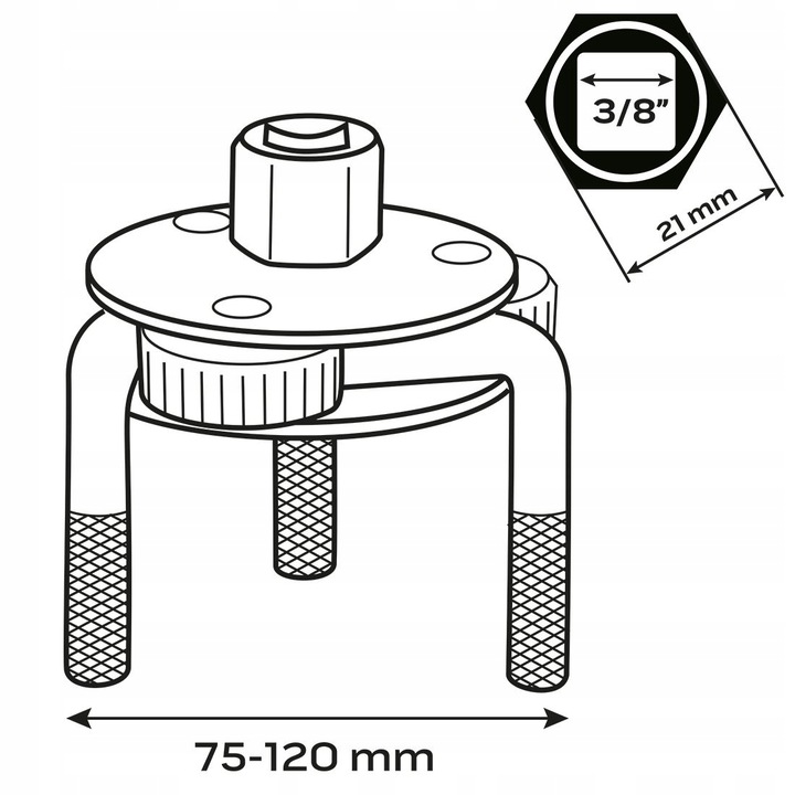 NEO KLUCZ DO FILTRA oleju PAZURKOWY TRÓJRAMIENNY SAMOZACISKOWY 75-120mm