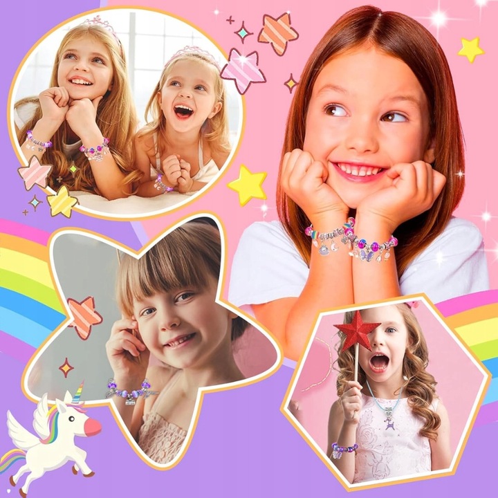 Zestaw Do Biżuterii Fiolet Komplet Koralików 68 Elementów Zestaw Kreatywny