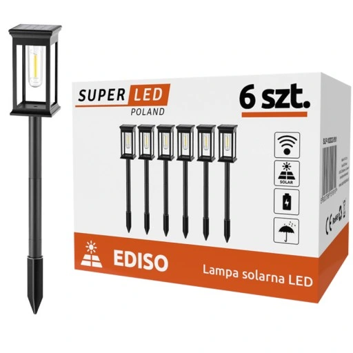6x Lampa ogrodowa SOLARNA LED wbijana Latarnia Żarówka Filament 3000K SMD