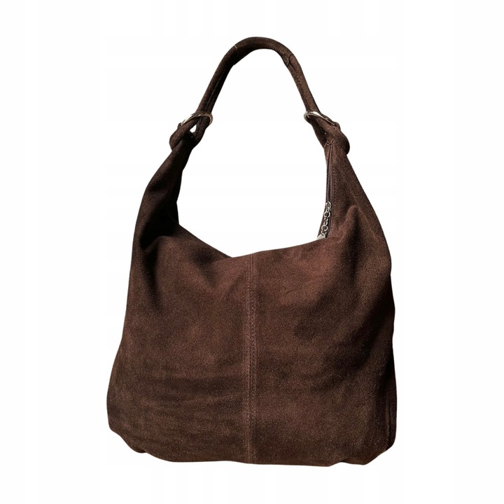 CZEKOLADOWA ZAMSZOWA TOREBKA WOREK BRĄZOWA TOREBKA ZAMSZ Vera Pelle