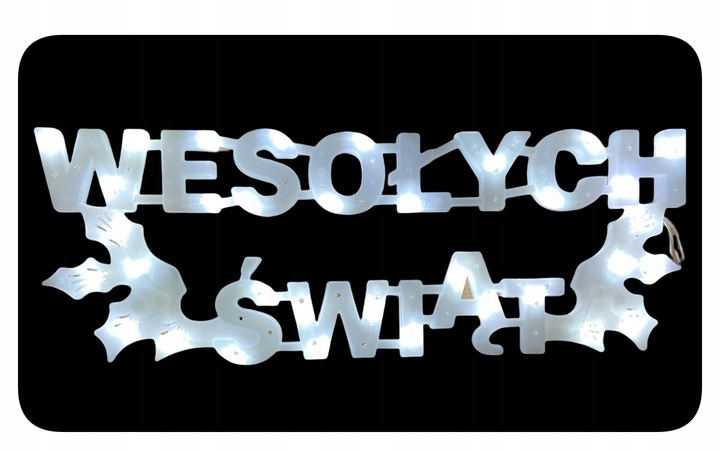 WESOŁYCH ŚWIĄT NAPIS OZDOBA ŚWIĄTECZNA LED Zimno Biały ozdoba