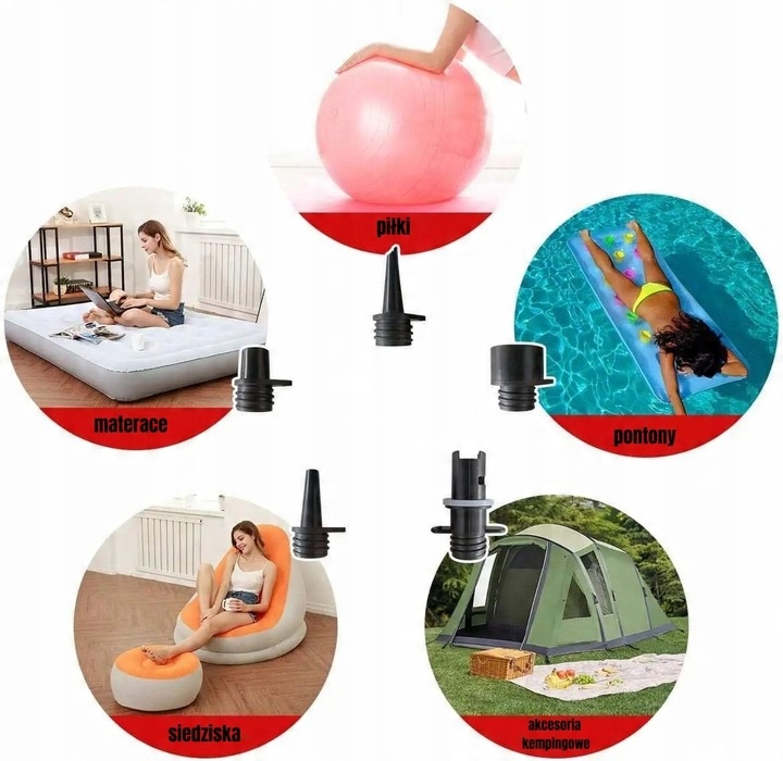 Mocna Pompka Elektryczna z Wyświetlaczem LCD + 5 adapterów do SUP Pontonów