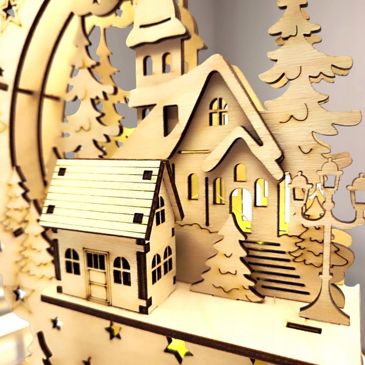 Drewna świąteczna Dekoracje świąteczne Domek Drewniany Ozdoba 3D LED