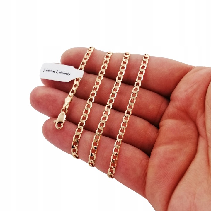 ŁAŃCUSZEK ZŁOTY DAMSKI PANCERKA 50cm/3mm STAL CHIRURGICZNA PREZENT DLA NIEJ