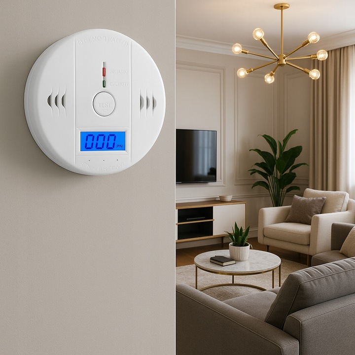 CZUJNIK CZUJKA CZADU TLENKU WĘGLA - CO- BEZPRZEWODOWY GŁOŚNY RIWALL RCC-01