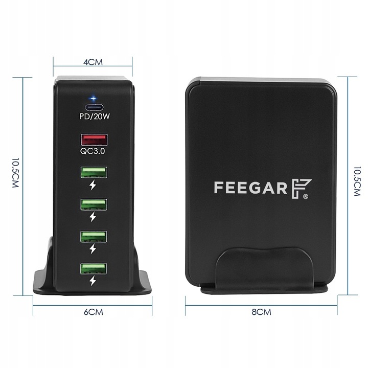 Ładowarka sieciowa Feegar Tower 86W 6x USB Typ C