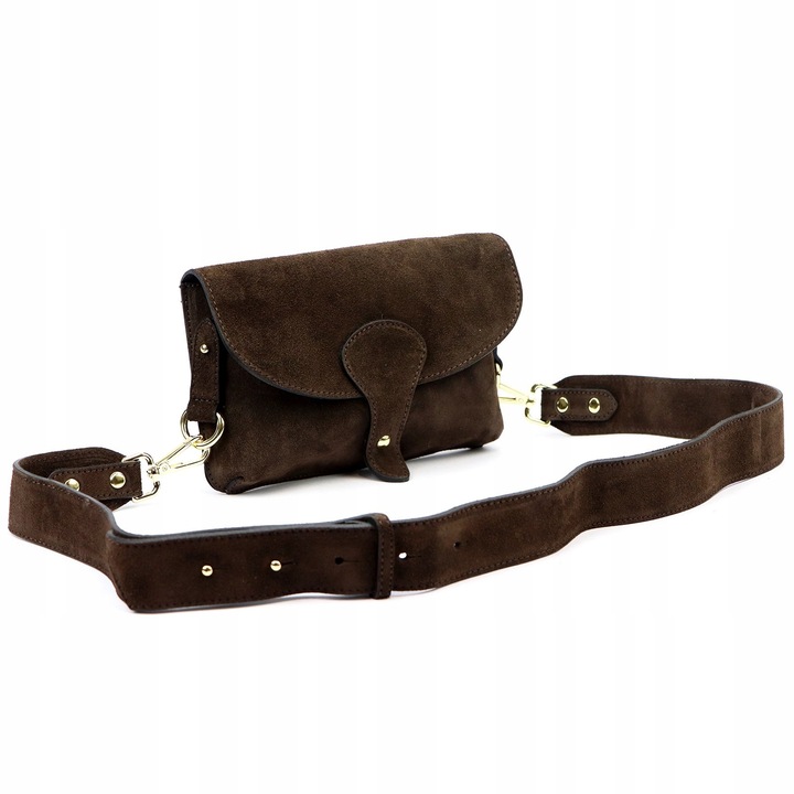 Torebka skórzana zamszowa INSTAGRAMKA HIT LUKA ciemny brąz