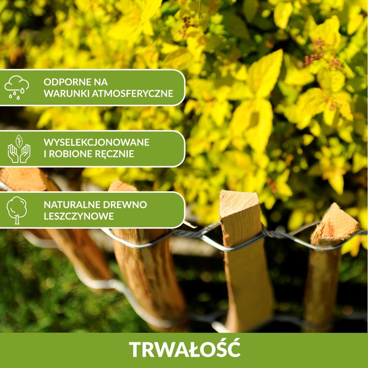 PŁOT DREWNIANY ogrodzenie leszczynowe - dł. 10 m x wys.60cm, rozstaw 4-6 cm