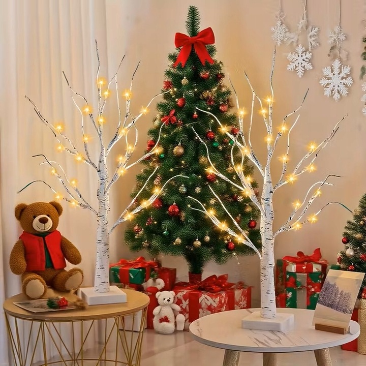 Drzewko LED 60 cm „Biała Brzoza” Ciepłe światło, dekoracja stołu