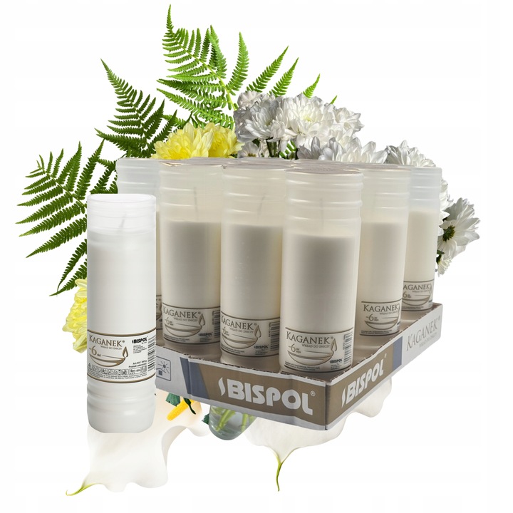 WKŁADY DO ZNICZY PARAFINOWE TRWAŁE 21 cm Kaganek K6 - Bispol (18 sztuk)