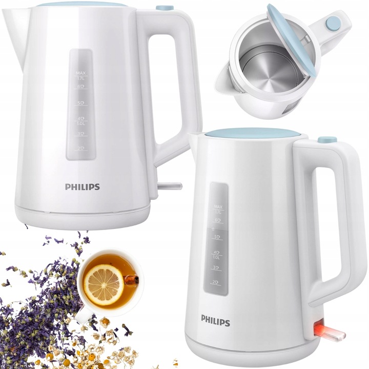 BIAŁY CZAJNIK 1.7L ELEKTRYCZNY BEZPRZEWODWY DUŻY HD 9318/70 2200W PHILIPS