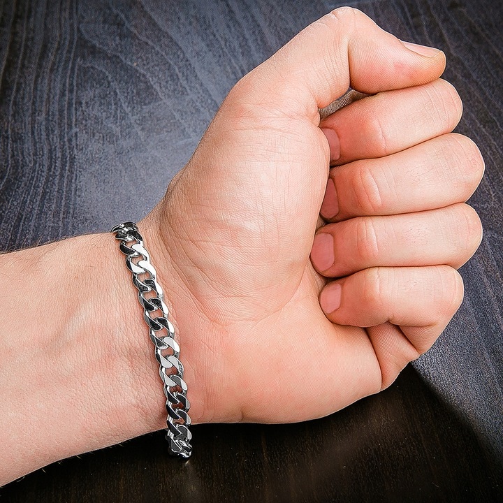 SREBRNA BRANSOLETKA MĘSKA SREBRO 925 DIAMENTOWANA PANCERKA NA PREZENT PEŁNA