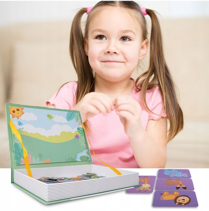 Książka układanka magnetyczna edukacyjna Safari Zwierzęta ZOO dla Dzieci