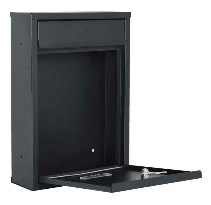 SKRZYNKA NA LISTY POCZTOWA POCZTĘ STALOWA ANTRACYT NA KLUCZYK Z OKIENKIEM