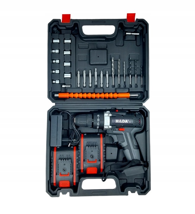 HILDA WIERTARKO WKRĘTARKA AKUMULATOROWA 800 W 21V 2X AKU UDAROWA + BITY