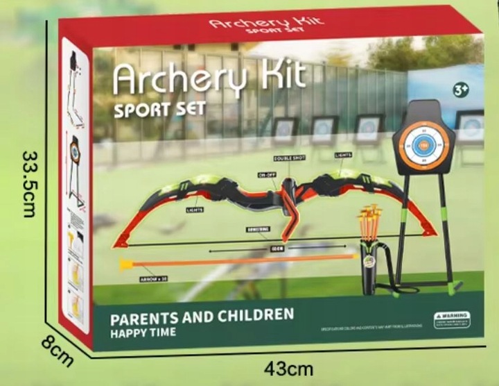 DUŻY ŁUK LED ŚWIECĄCY STRZAŁY TARCZA KOŁCZAN BEZPIECZNY ZESTAW STRZELECKI