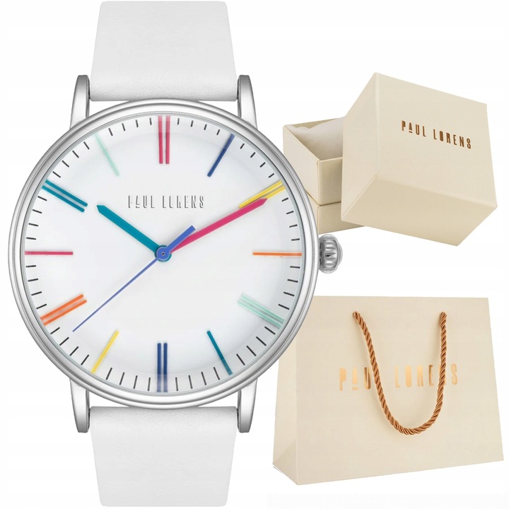 Zegarek damski Paul Lorens 12445A-3C1 skórzany pasek - kolorowa tarcza +BOX
