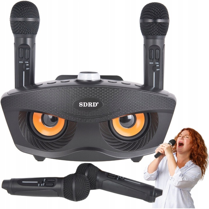 KARAOKE BEZPRZEWODOWY ZESTAW GŁOŚNIK 2 MIKROFONY BLUETOOTH NA IMPREZY SUPER