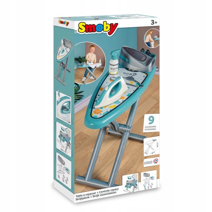 SMOBY DESKA DO PRASOWANIA ZE STACJĄ PAROWĄ ZESTAW DO ODGRYWANIA RÓL AGD 3+