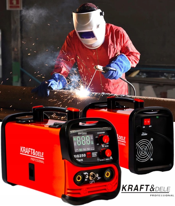 Spawarka INWERTEROWA INWERTOROWA FLUX MIG MMA LIFT TIG 250A PÓŁAUTOMAT 4w1