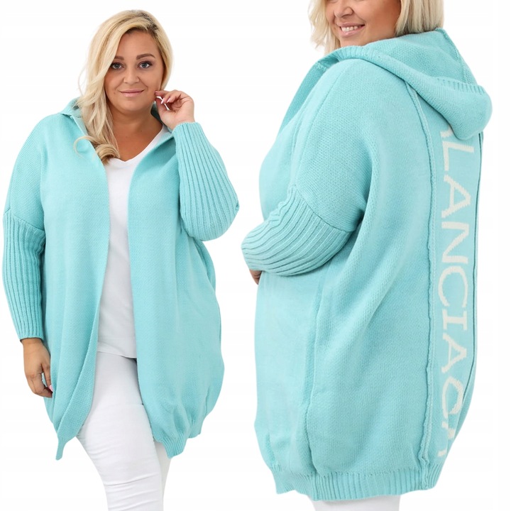 Narzutka kardigan oversize miętowa plus size