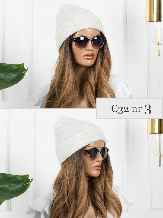 CZAPKA DAMSKA CIEPŁA Wywijana Zimowa czekoladowy brąz Beanie PREMIUM