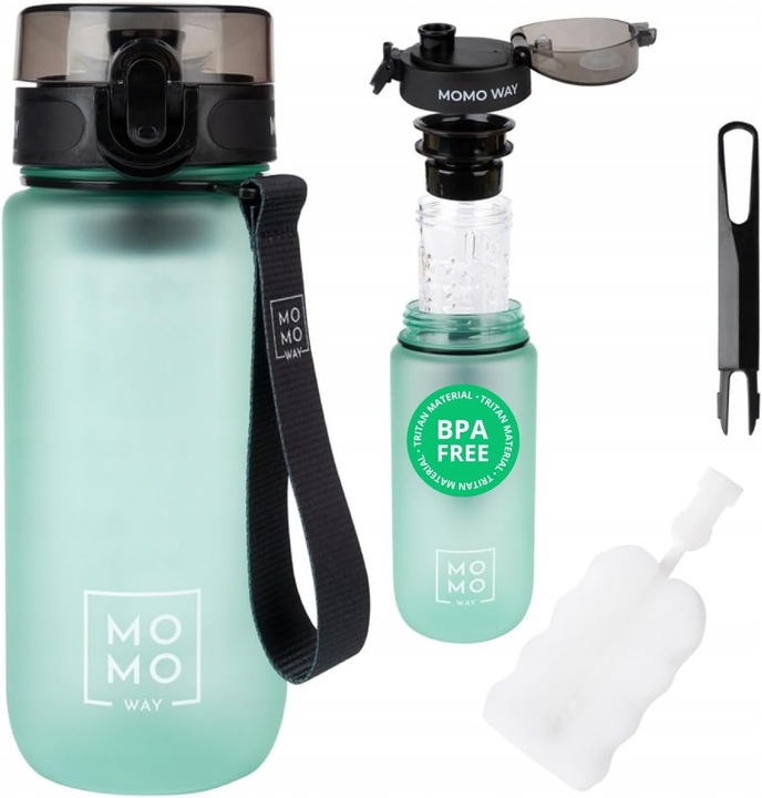 Butelka 600 ml na wodę MOMO WAY szczelny bidon z miarką BPA free tritan V1