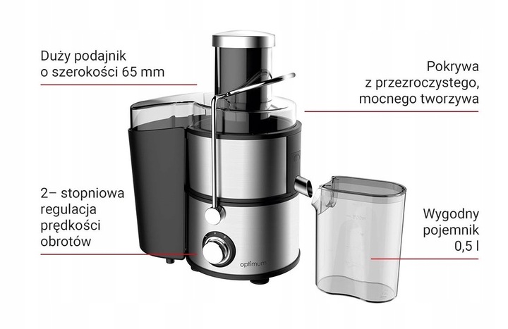 Sokowirówka Optimum RK-0660 WYCISKARKA srebrny/szary 600 W